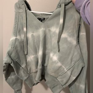 Crop tye dye hoodie light green